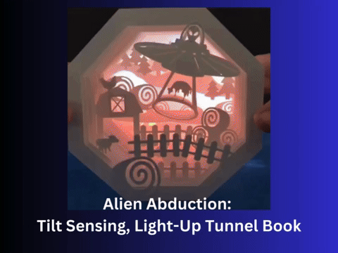 Alien Abduction: Tilt Sensing, Light-Up Tunnel Book (featuring Chibitronics)